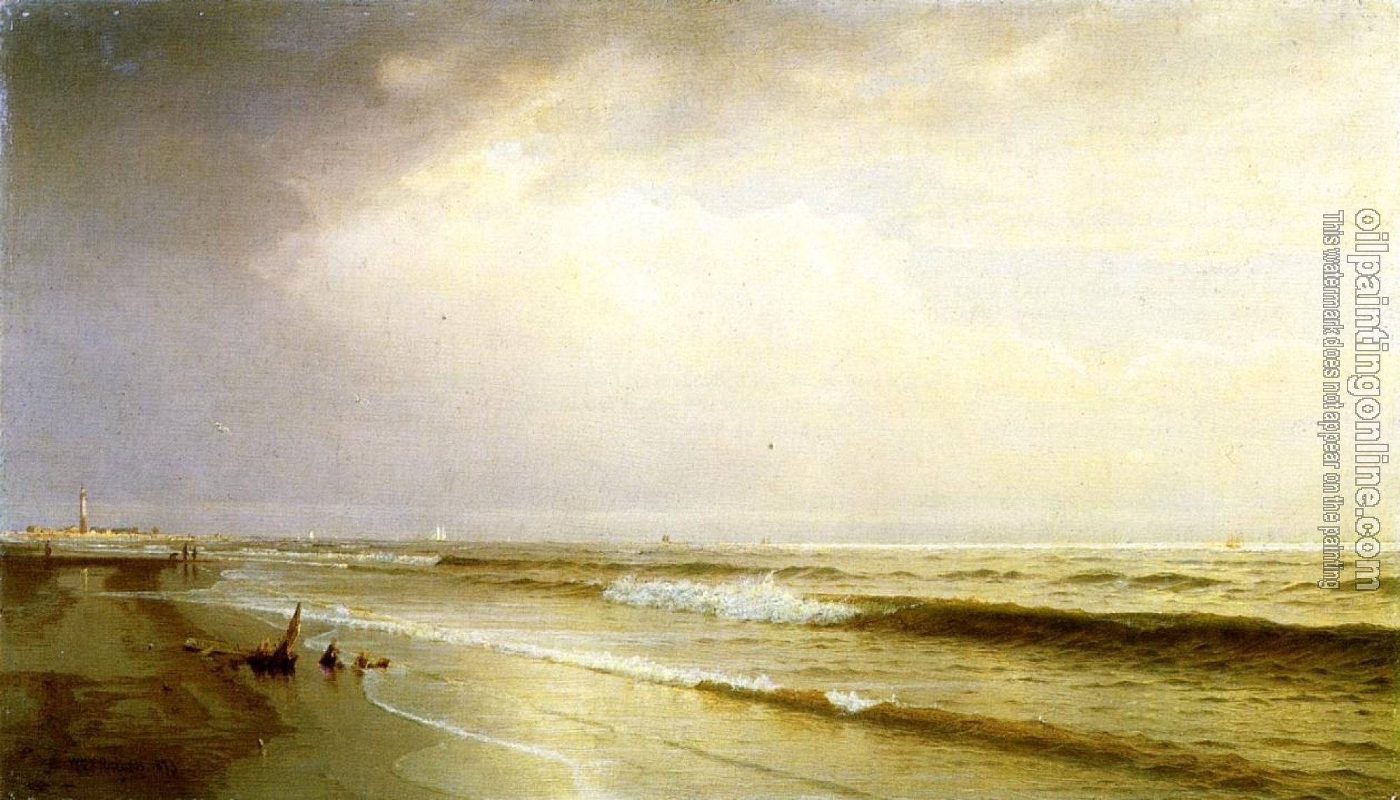 Richards, William Trost - Seascape with Distant Lighthouse, Atlantic City, New Jersey